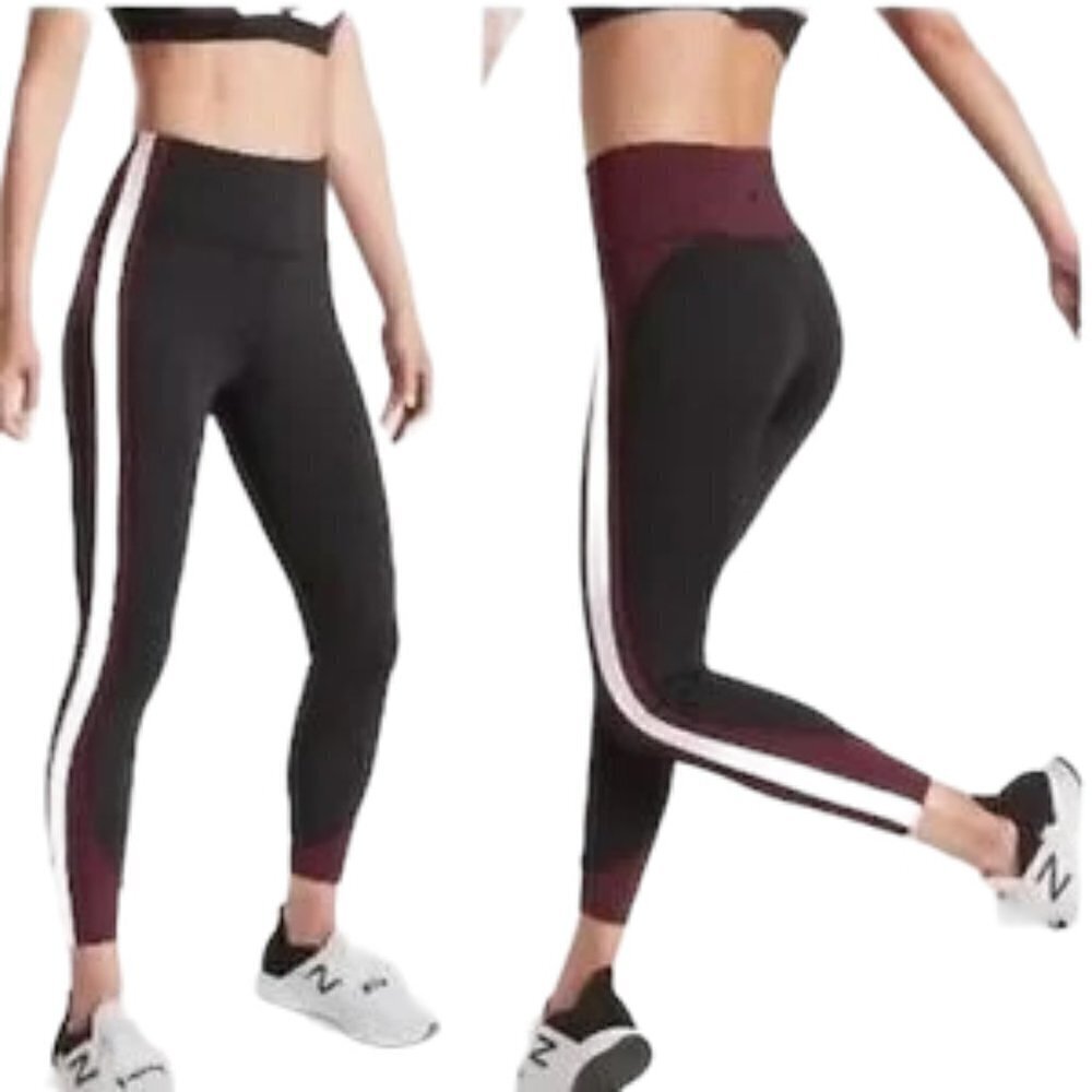 ATHLETA Crunch 7/8 Tight Leggings Maroon/Black - Size XS